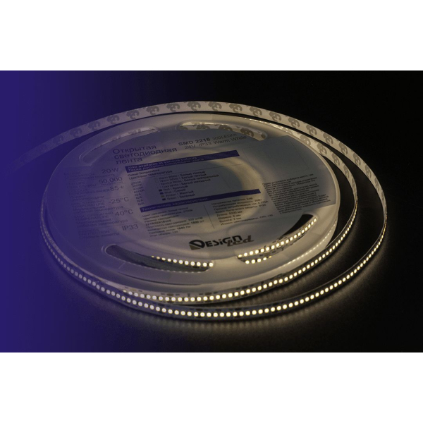 Светодиодная влагозащищенная лента DesignLed 20W/m 300LED/m 2216SMD теплый белый 5M 002840