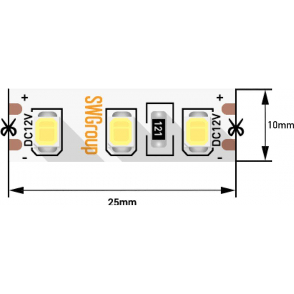 Светодиодная лента SWG 12W/m 120LED/m 2835SMD холодный белый 5M 001577 Светодиодная лента SWG 12W/m 120LED/m 2835SMD холодный белый 5M 001577