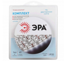Светодиодная лента ЭРА 14,4W/m 60LED/m 5050SMD холодный белый 5M 5050kit-14,4-60-12-IP20-6500-5m Б0043065