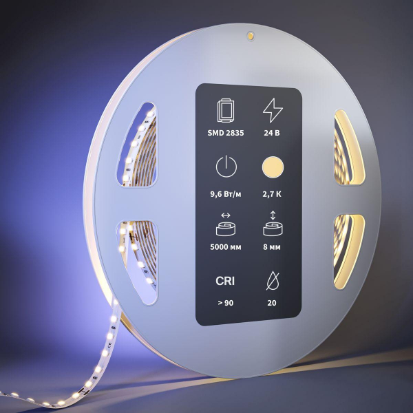 Светодиодная лента Maytoni 9,6W/m 120LED/m 2835SMD теплый белый 5M 201037 Светодиодная лента Maytoni 9,6W/m 120LED/m 2835SMD теплый белый 5M 201037
