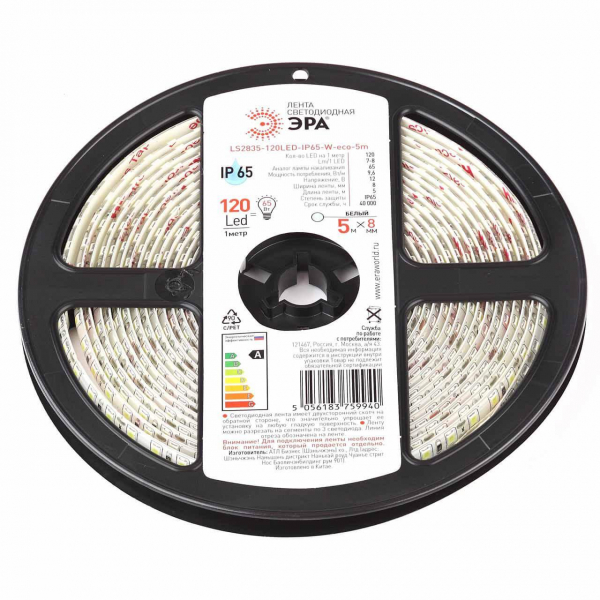 Светодиодная влагозащищенная лента ЭРА 9,6W/m 120LED/m 2835SMD белый 5M LS2835-120LED-IP65-W-eco-5m Б0035599 Светодиодная влагозащищенная лента ЭРА 9,6W/m 120LED/m 2835SMD белый 5M LS2835-120LED-IP65-W-eco-5m Б0035599
