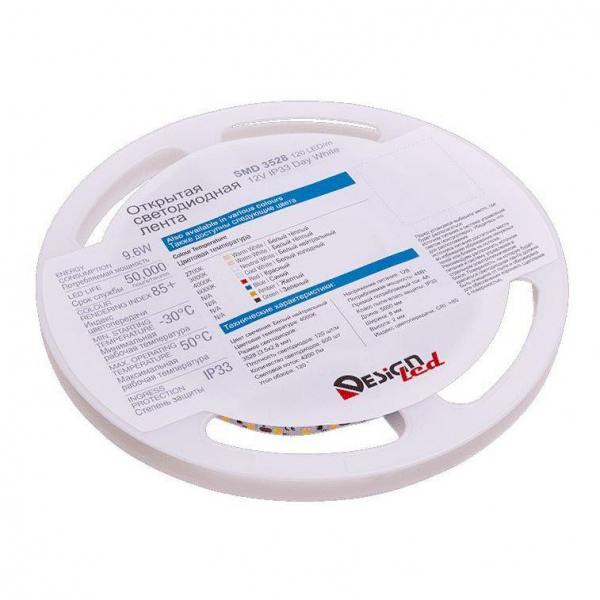 Светодиодная влагозащищенная лента DesignLed 9,6W/m 120LED/m 3528SMD нейтральный белый 5M 001132 Светодиодная влагозащищенная лента DesignLed 9,6W/m 120LED/m 3528SMD нейтральный белый 5M 001132