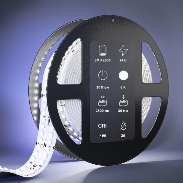 Светодиодная лента Maytoni 30W/m 280LED/m 2835SMD холодный белый 2,5M 201119 Светодиодная лента Maytoni 30W/m 280LED/m 2835SMD холодный белый 2,5M 201119