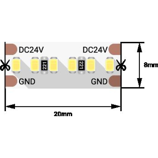 Светодиодная влагозащищенная лента DesignLed 20W/m 300LED/m 2216SMD теплый белый 5M 002840