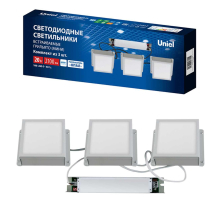 Панель светодиодная Uniel ULP-1010-20W/4000K IP54 GRILYATO OPAL WHITE KIT03