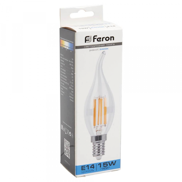 Лампа светодиодная Feron E14 15W 6400K Свеча на ветру Матовая 38264 Лампа светодиодная Feron E14 15W 6400K Свеча на ветру Матовая 38264