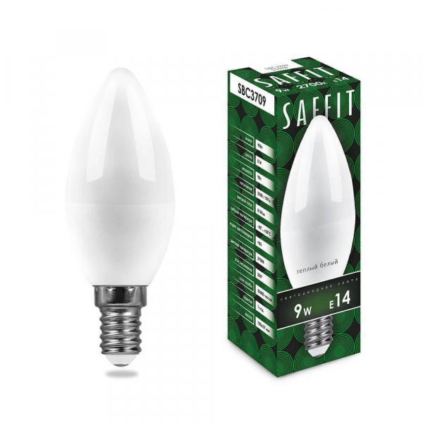 Лампа светодиодная Saffit E14 9W 2700K Свеча Матовая SBC3709 55078 Лампа светодиодная Saffit E14 9W 2700K Свеча Матовая SBC3709 55078