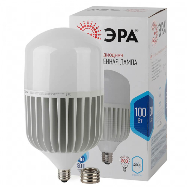 Лампа светодиодная ЭРА E27/E40 100W 4000K матовая LED POWER T160-100W-4000-E27/E40 Б0032089 Лампа светодиодная ЭРА E27/E40 100W 4000K матовая LED POWER T160-100W-4000-E27/E40 Б0032089