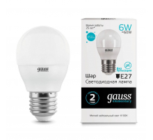 Лампа светодиодная Gauss E27 6W 4100K матовая 53226