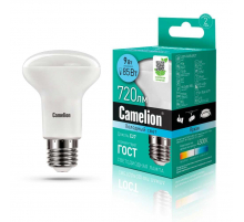 Лампа светодиодная Camelion E27 9W 4500K LED9-R63/845/E27 13475 Лампа светодиодная Camelion E27 9W 4500K LED9-R63/845/E27 13475