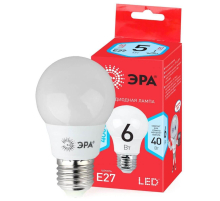 Лампа светодиодная ЭРА E27 6W 4000K матовая LED A55-6W-840-E27 R Б0050688