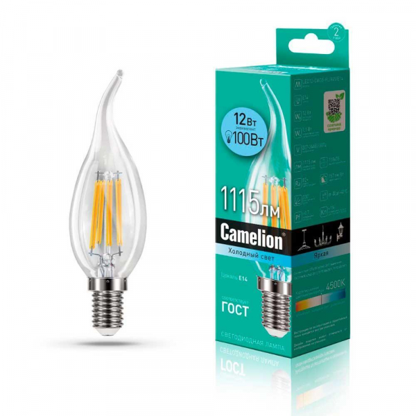 Лампа светодиодная Camelion E14 12W 4500K LED12-CW35-FL/845/E14 13711 Лампа светодиодная Camelion E14 12W 4500K LED12-CW35-FL/845/E14 13711