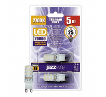 Лампа светодиодная Jazzway G9 5W 2700K прозрачная 2шт 1036667B