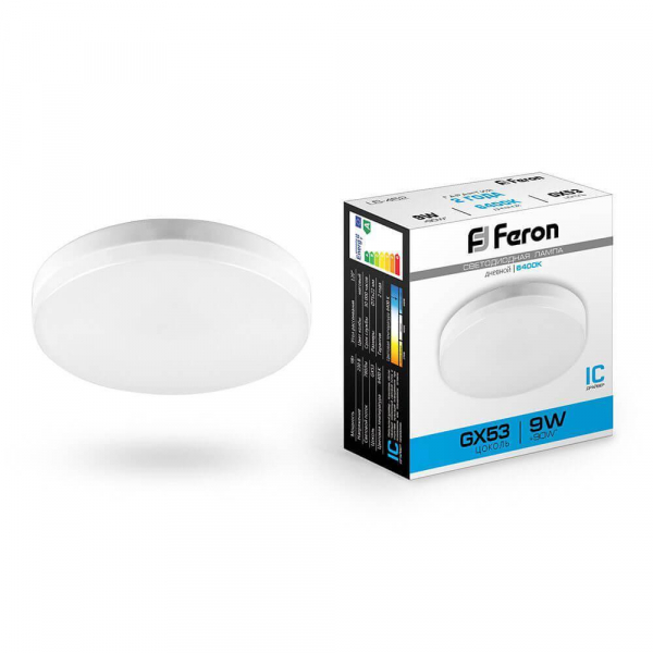 Лампа светодиодная Feron GX53 9W 6400K Таблетка Матовая LB-452 25867 Лампа светодиодная Feron GX53 9W 6400K Таблетка Матовая LB-452 25867