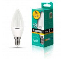 Лампа светодиодная Camelion E14 7W 3000K LED7-C35/830/E14 12073