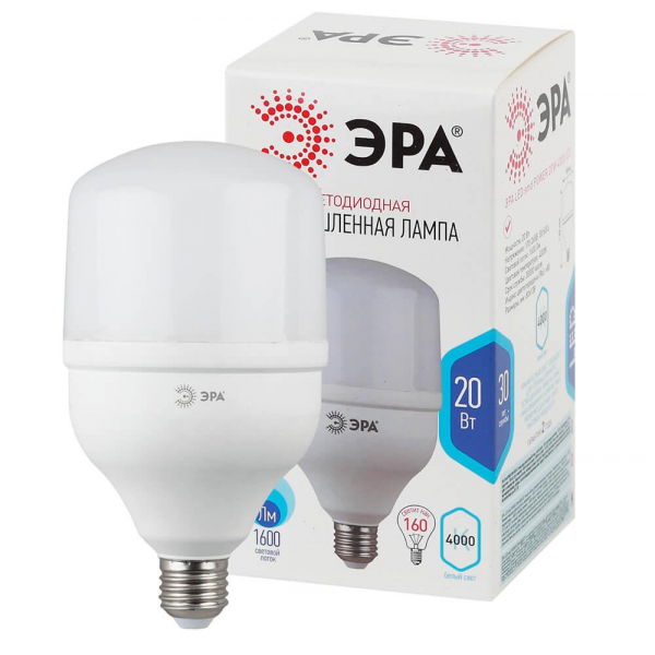 Лампа светодиодная ЭРА E27 20W 4000K матовая LED POWER T80-20W-4000-E27 Б0027001 Лампа светодиодная ЭРА E27 20W 4000K матовая LED POWER T80-20W-4000-E27 Б0027001