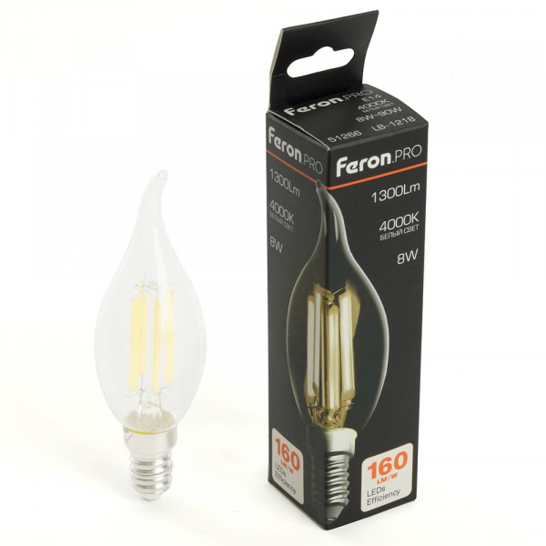 Лампа светодиодная Feron.PRO LB-1218 Свеча на ветру E14 1300LM 8W 175-265V 4000K 51266 Лампа светодиодная Feron.PRO LB-1218 Свеча на ветру E14 1300LM 8W 175-265V 4000K 51266