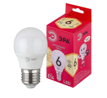 Лампа светодиодная ЭРА E14 6W 2700K матовая LED P45-6W-827-E14 R Б0051058