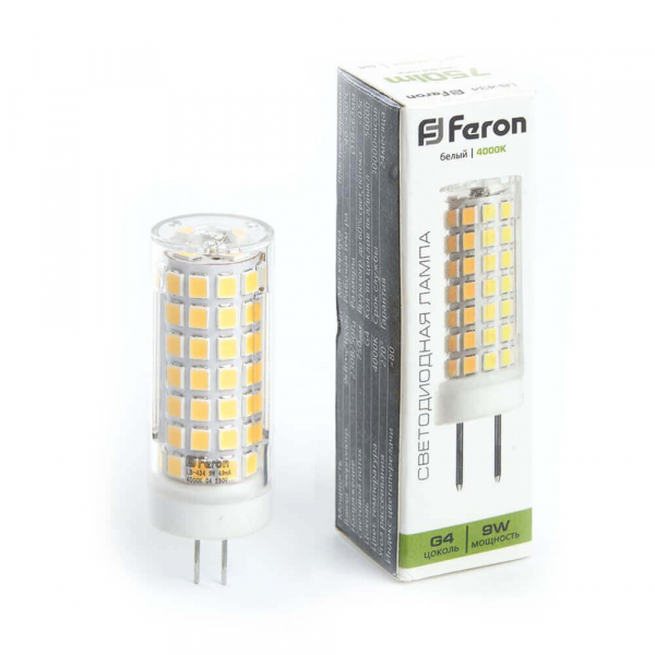 Лампа светодиодная Feron G4 9W 4000K прозрачная LB-434 38144 Лампа светодиодная Feron G4 9W 4000K прозрачная LB-434 38144