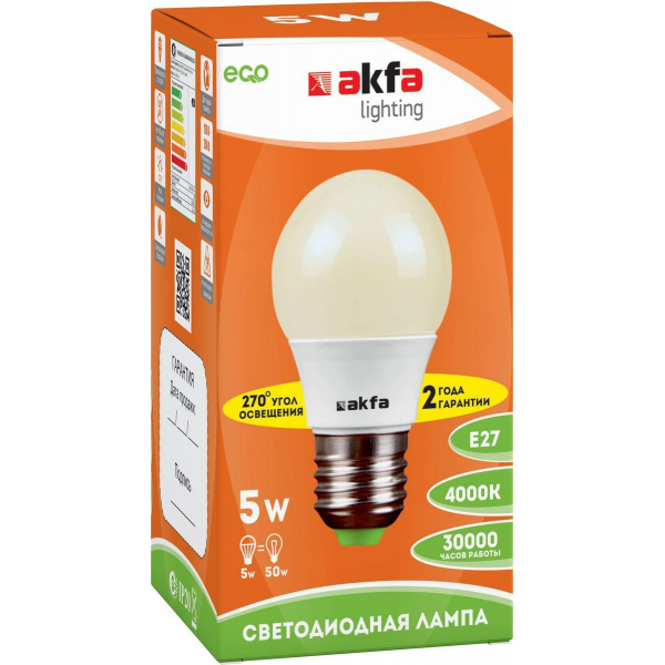 Лампа светодиодная Akfa Lighting E27 5W 4000K матовая FLLBL052740A