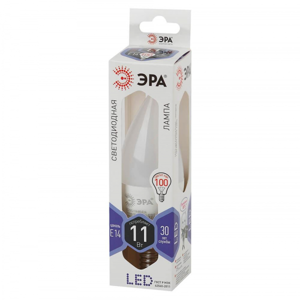 Лампа светодиодная ЭРА E14 11W 6000K матовая LED BXS-11W-860-E14 Б0032994 Лампа светодиодная ЭРА E14 11W 6000K матовая LED BXS-11W-860-E14 Б0032994