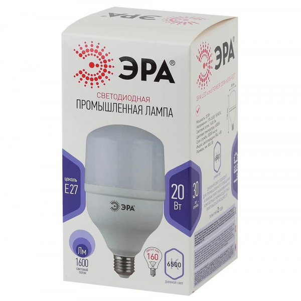 Лампа светодиодная ЭРА E27 20W 6500K матовая LED POWER T80-20W-6500-E27 Б0027011 Лампа светодиодная ЭРА E27 20W 6500K матовая LED POWER T80-20W-6500-E27 Б0027011