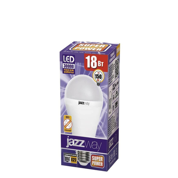 Лампа светодиодная Jazzway E27 18W 3000K матовая 5006188 Лампа светодиодная Jazzway E27 18W 3000K матовая 5006188