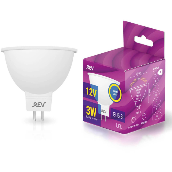Лампа светодиодная REV MR16 GU5.3 3W 3000K теплый свет 12V рефлектор 32369 3 Лампа светодиодная REV MR16 GU5.3 3W 3000K теплый свет 12V рефлектор 32369 3