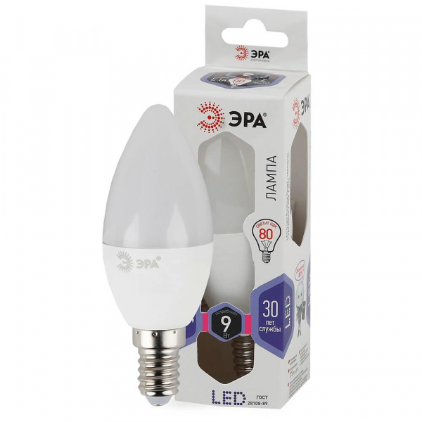 Лампа светодиодная ЭРА E14 9W 6000K матовая LED B35-9W-860-E14 Б0031403 Лампа светодиодная ЭРА E14 9W 6000K матовая LED B35-9W-860-E14 Б0031403