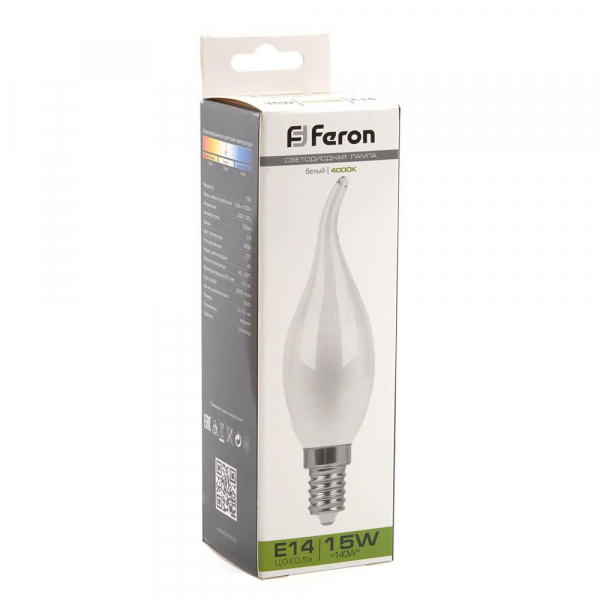 Лампа светодиодная Feron E14 15W 4000K Свеча на ветру Матовая 38262 Лампа светодиодная Feron E14 15W 4000K Свеча на ветру Матовая 38262