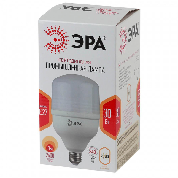 Лампа светодиодная ЭРА E27 30W 2700K матовая LED POWER T100-30W-2700-E27 Б0027002 Лампа светодиодная ЭРА E27 30W 2700K матовая LED POWER T100-30W-2700-E27 Б0027002