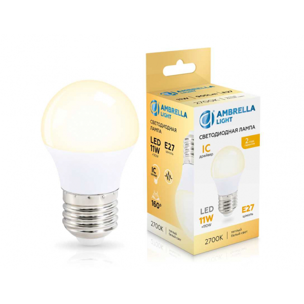 Лампа светодиодная Шар G45 11W 2700K Ambrella light Bulding 451103 Лампа светодиодная Шар G45 11W 2700K Ambrella light Bulding 451103