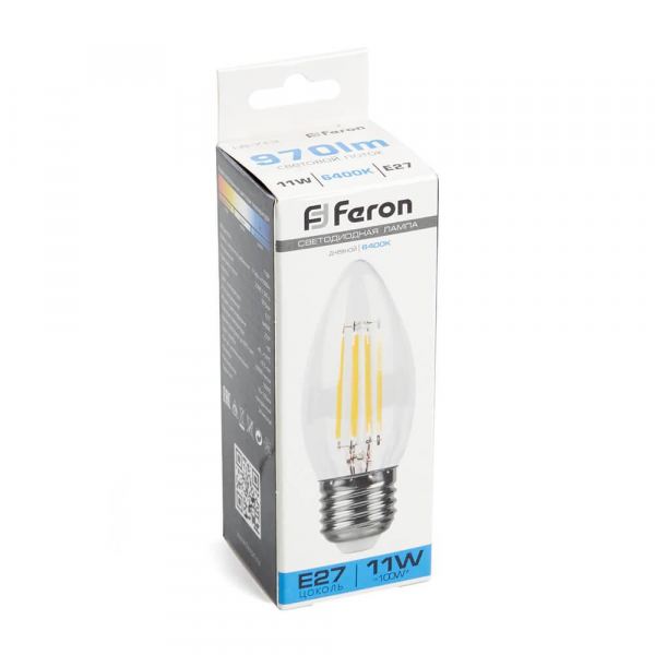 Лампа светодиодная Feron LB-713 Свеча E27 11W 6400K 38274 Лампа светодиодная Feron LB-713 Свеча E27 11W 6400K 38274