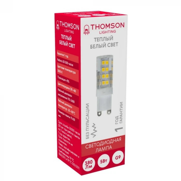 Лампа светодиодная Thomson G9 5W 3000K прозрачная TH-B4240