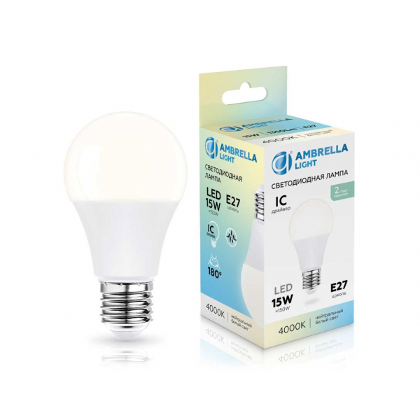 Лампа светодиодная Лон A60 15W 4000K Ambrella light Bulding 601504 Лампа светодиодная Лон A60 15W 4000K Ambrella light Bulding 601504