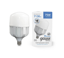 Лампа светодиодная сверхмощная Gauss E40 75W 6500К матовая 11734382