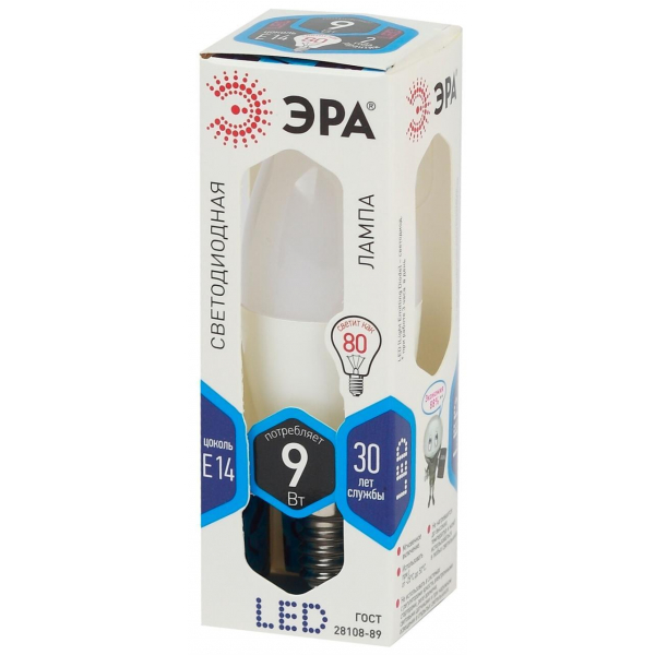 Лампа светодиодная ЭРА E14 9W 4000K матовая LED B35-9W-840-E14 Б0027970 Лампа светодиодная ЭРА E14 9W 4000K матовая LED B35-9W-840-E14 Б0027970