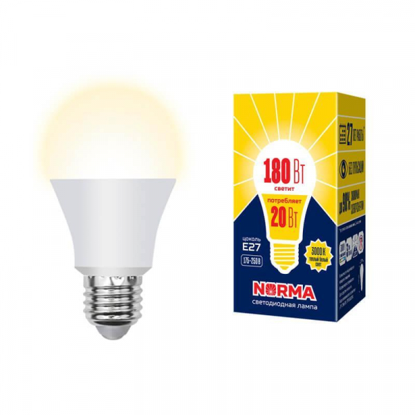 Лампа светодиодная E27 20W 3000K матовая LED-A65-20W/WW/E27/FR/NR UL-00004030 Лампа светодиодная E27 20W 3000K матовая LED-A65-20W/WW/E27/FR/NR UL-00004030