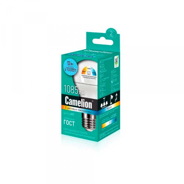 Лампа светодиодная Camelion E27 13W 3000-6500K LED13-A60/SD/845/E27 14747 Лампа светодиодная Camelion E27 13W 3000-6500K LED13-A60/SD/845/E27 14747