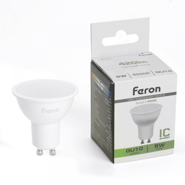 Лампа светодиодная Feron LB-24 MR16 GU10 5W 175-265V 4000K 51216 Лампа светодиодная Feron LB-24 MR16 GU10 5W 175-265V 4000K 51216