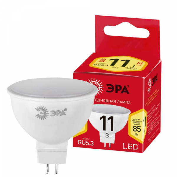 Лампа светодиодная ЭРА GU5.3 11W 2700K матовая MR16-11W-827-GU5.3 Б0040879 Лампа светодиодная ЭРА GU5.3 11W 2700K матовая MR16-11W-827-GU5.3 Б0040879