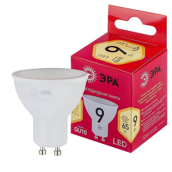 Лампа светодиодная ЭРА GU10 9W 2700K матовая LED LED MR16-9W-827-GU10 R Б0050691 Лампа светодиодная ЭРА GU10 9W 2700K матовая LED LED MR16-9W-827-GU10 R Б0050691