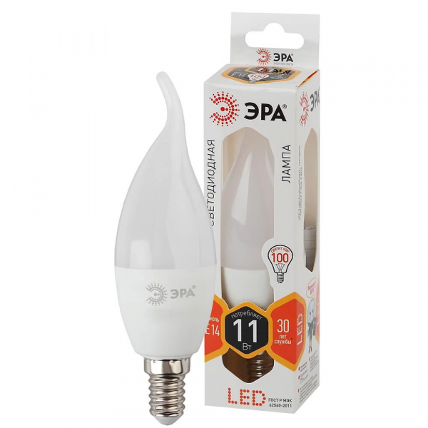 Лампа светодиодная ЭРА E14 11W 2700K матовая LED BXS-11W-827-E14 Б0032992 Лампа светодиодная ЭРА E14 11W 2700K матовая LED BXS-11W-827-E14 Б0032992