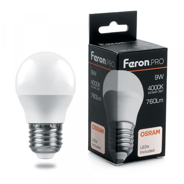 Лампа светодиодная Feron E27 9W 4000K Матовая LB-1409 38081 Лампа светодиодная Feron E27 9W 4000K Матовая LB-1409 38081