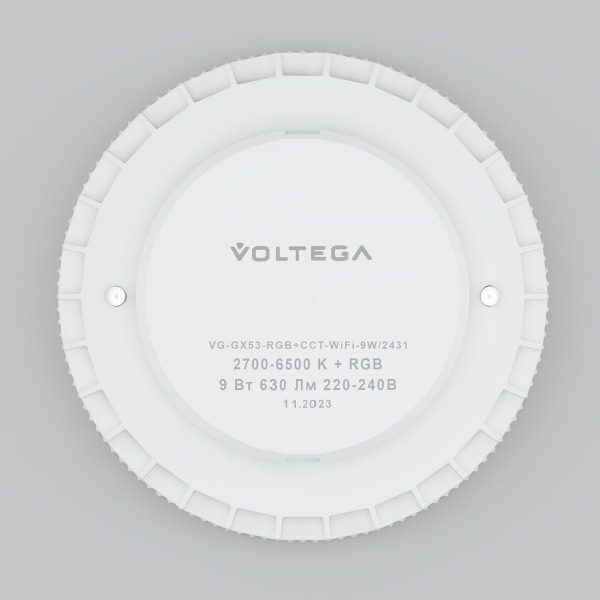 Лампа светодиодная Voltega Wi-Fi GX53 9W 2700K-6500K MIX-RGB белая 2431 Лампа светодиодная Voltega Wi-Fi GX53 9W 2700K-6500K MIX-RGB белая 2431