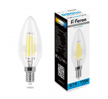 Лампа светодиодная филаментная Feron E14 11W 6400K прозрачная LB-713 38231