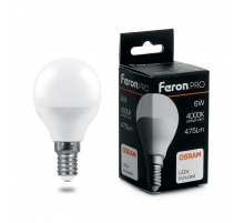 Лампа светодиодная Feron E14 6W 4000K Матовая LB-1406 38066 Лампа светодиодная Feron E14 6W 4000K Матовая LB-1406 38066