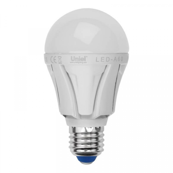 Лампа светодиодная Uniel E27 12W 3000K матовая LED-A60 12W/WW/E27/FR PLP01WH UL-00001526