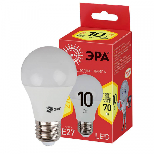 Лампа светодиодная ЭРА E27 10W 2700K матовая ECO LED A60-10W-827-E27 Б0028006 Лампа светодиодная ЭРА E27 10W 2700K матовая ECO LED A60-10W-827-E27 Б0028006