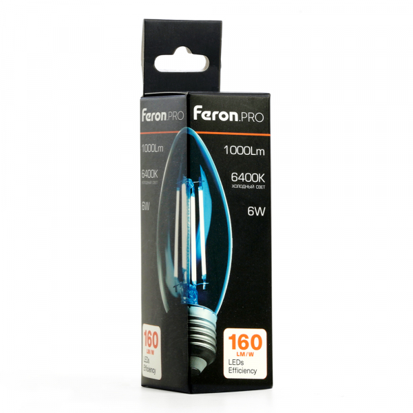 Лампа светодиодная Feron.PRO LB-1206 Свеча E27 1000LM 6W 175-265V 6400K 51240
